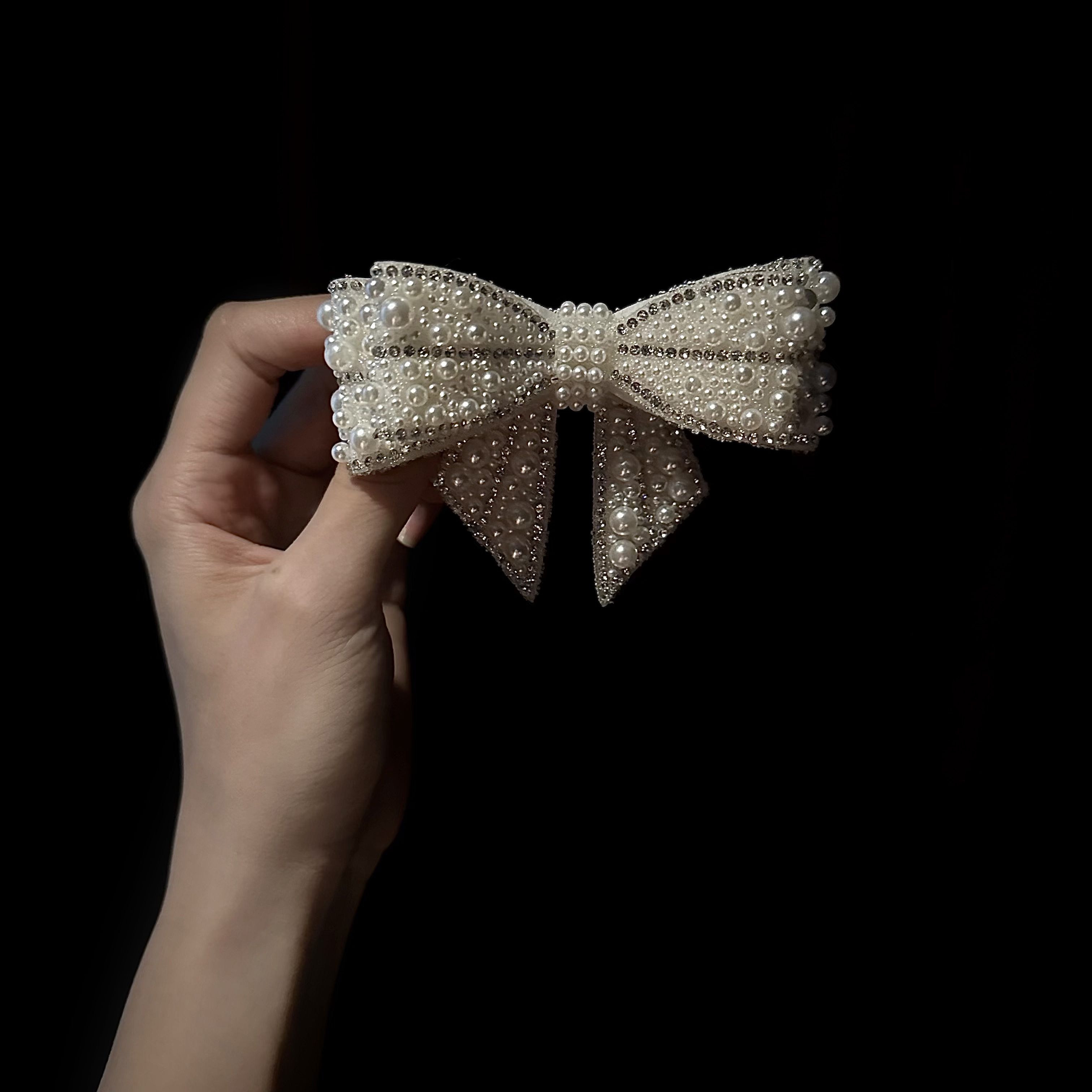 高级感轻奢千金风珍珠蝴蝶结发夹