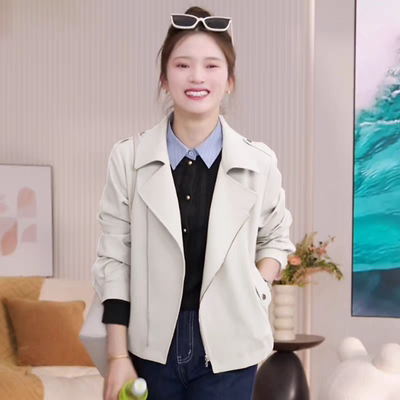 春秋时尚气质显瘦短款夹克外套女