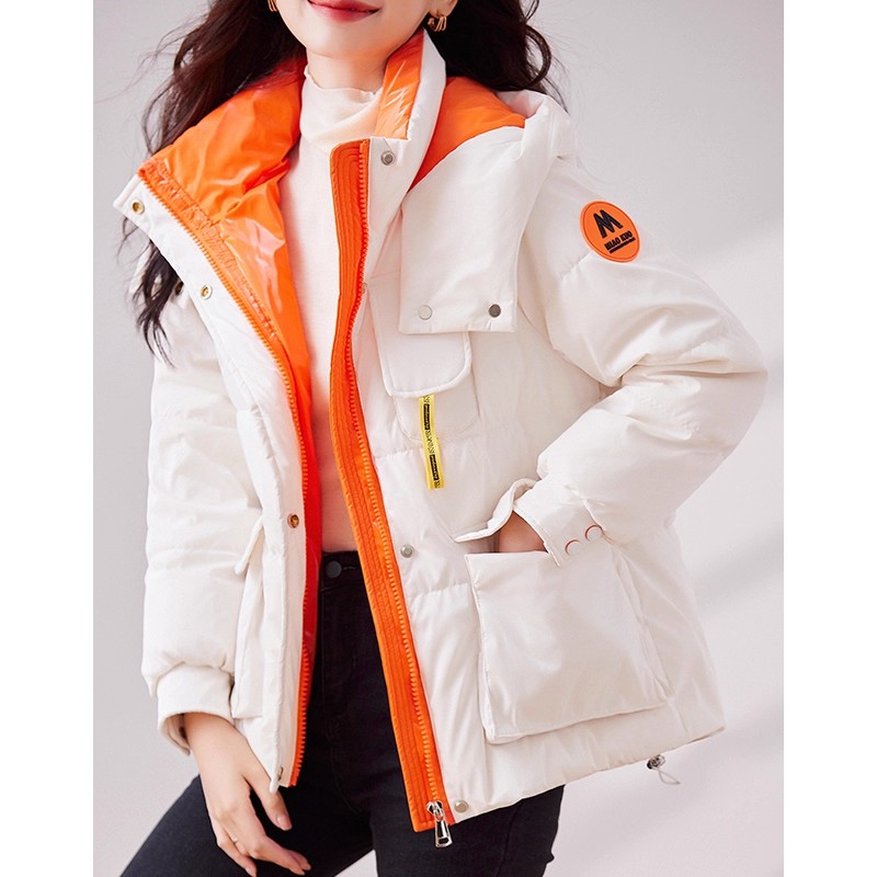 免洗亮面羽绒服女冬装加厚外套