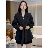 黑色西装 2026年春装 新款 外套女显瘦显高小个子系带收腰设计感西服