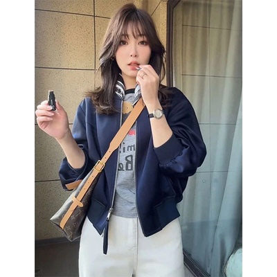 春秋休闲洋气圆领减龄夹克棒球服