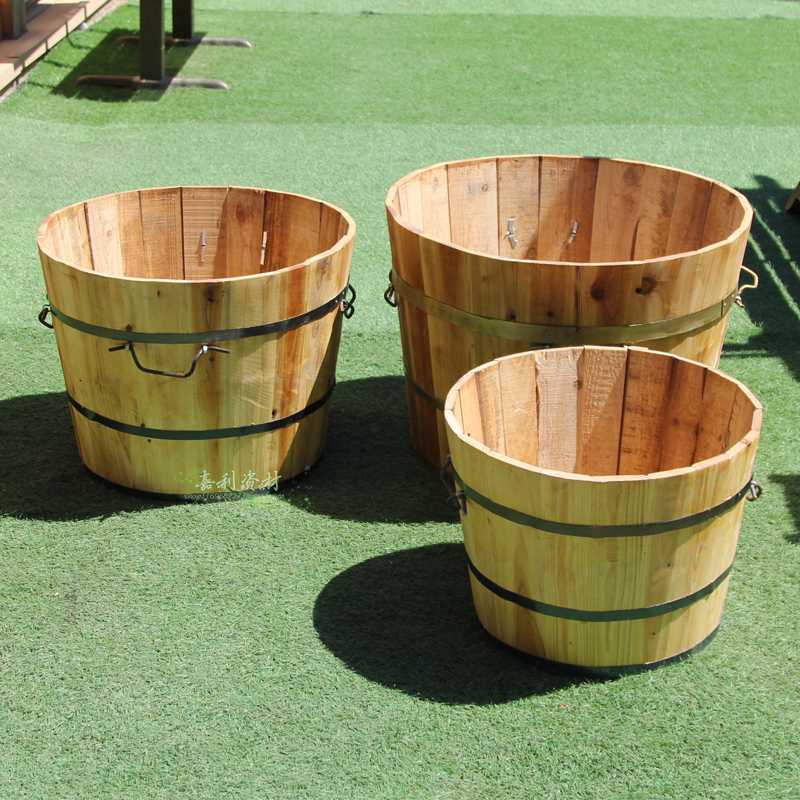 原木色木桶大树盆绿植盆景圆形花盆庭院种树盆实木特大花盆花箱