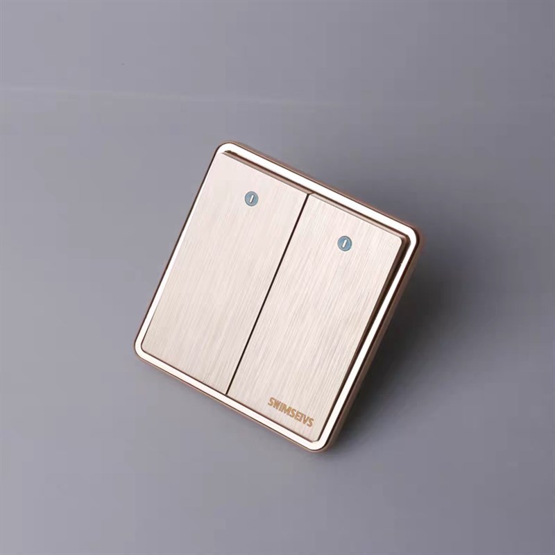 86型墙壁开关插座金色拉丝大板开关二开单控开关家用二位单联面板