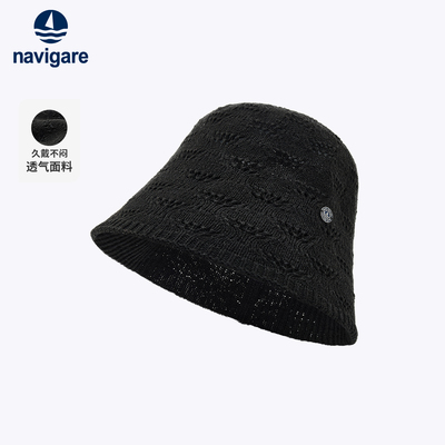 navigare意大利小帆船新款镂空透气针织水桶帽女显脸小素颜盆帽