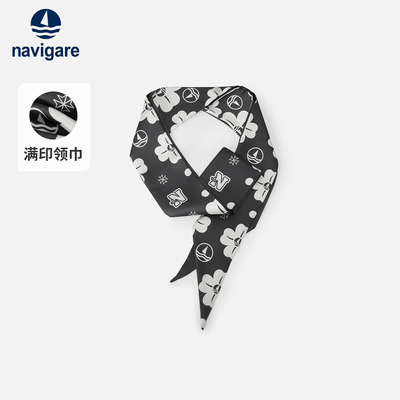 Navigare意大利小帆船印花装饰丝巾男女百搭三角巾高级感黑白领巾