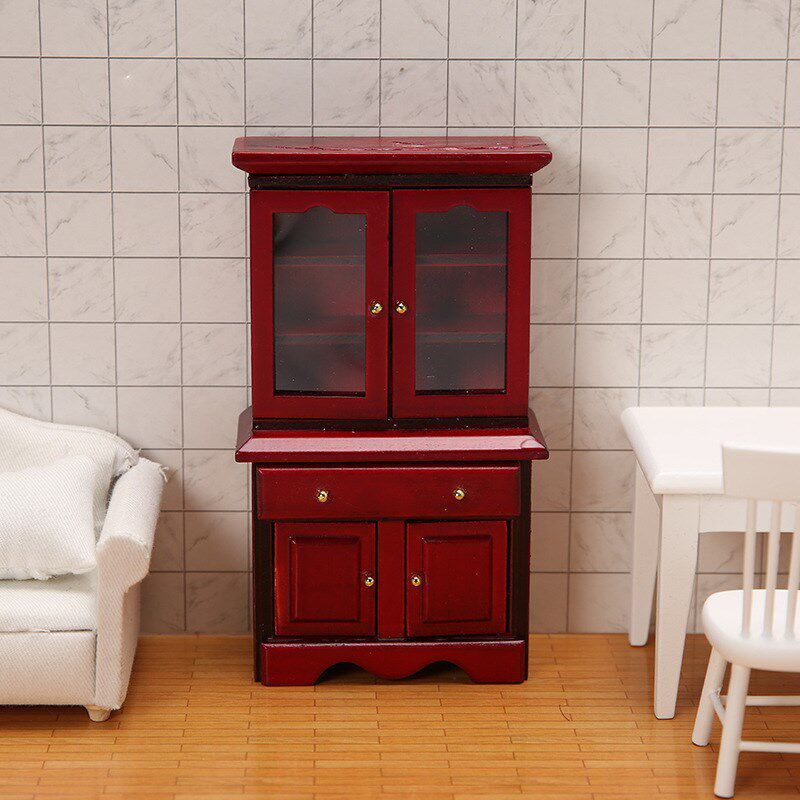 微缩食玩书柜子袖珍家具模型12分ob11娃娃屋家具展示柜子场景摆件