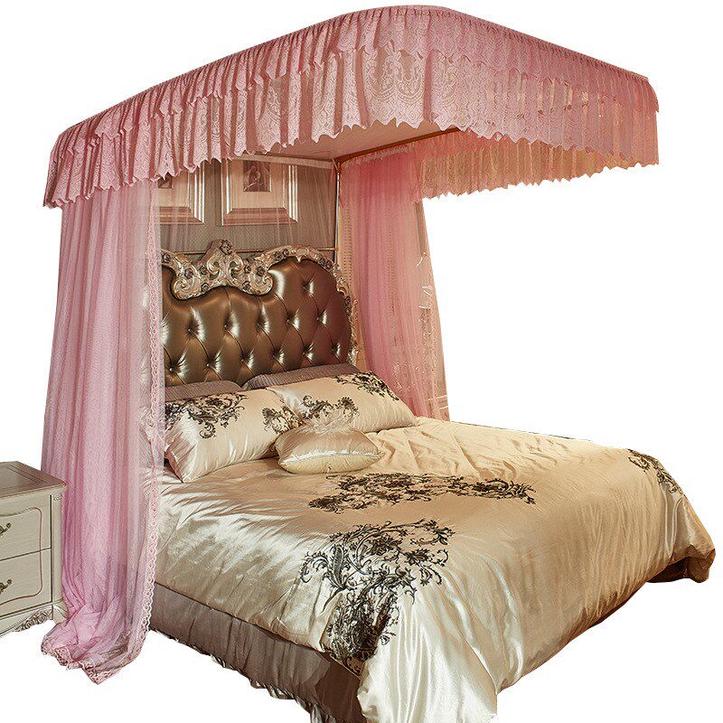 U型导轨蚊帐三开门轨道1.2m1.5米1.8m床双人床家用宫廷落地公主风