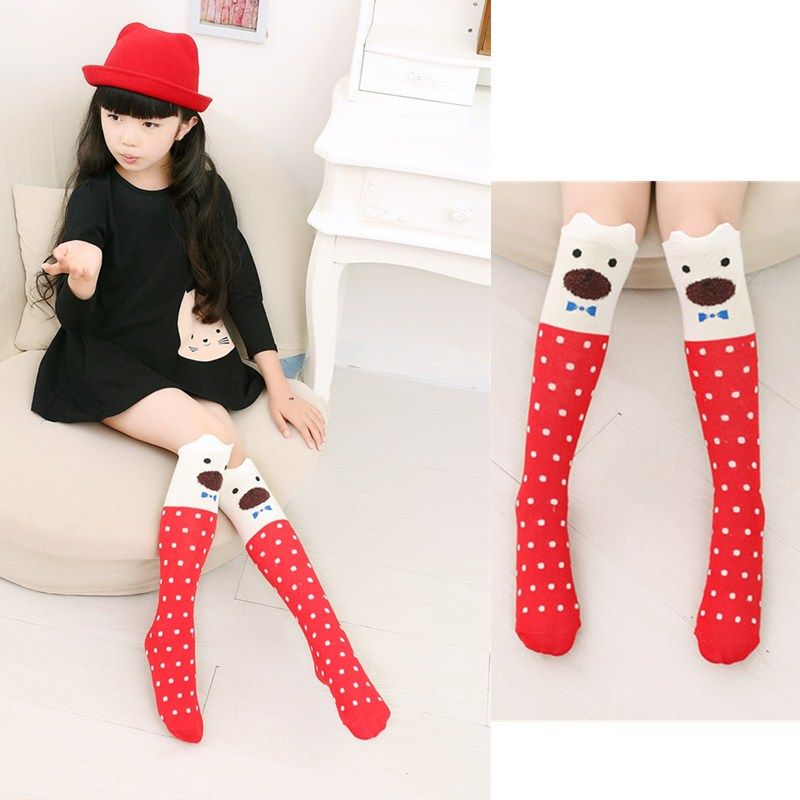 儿童袜子2020春装新款卡通高筒袜女童长筒袜春秋洋气宝宝过膝袜子