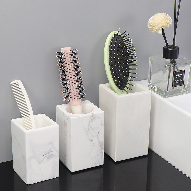 大理石卫生间浴室牙膏牙刷杯置物架北欧轻奢收纳架梳子筒家用简约