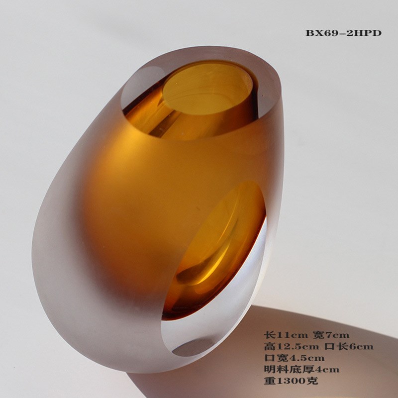 新款现代简约加厚玻璃宽口平口碗状花瓶色料黑白花盆家居摆件