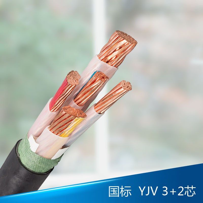 人民线缆国标纯铜芯电力电缆电线VV/YJV3*95+2*50平方5芯江西