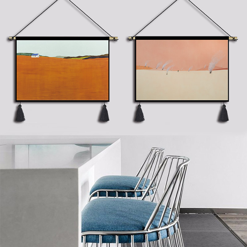 简约抽象油画挂毯布艺几何风景沙发背景墙装饰画卧室餐厅酒吧挂画图片