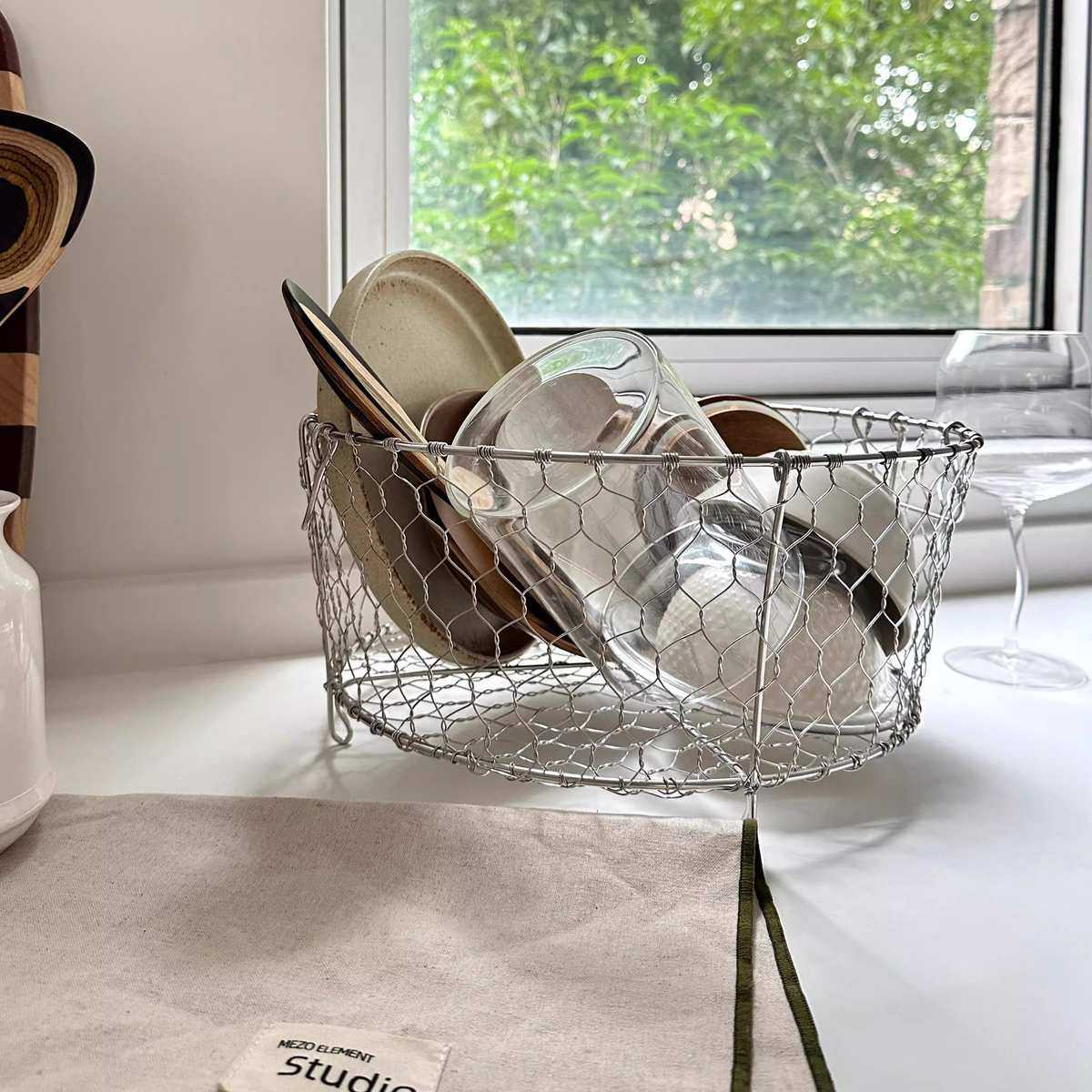 手作不锈钢沥水篮 手工编织厨房收纳篮水果篮零食碗碟杂物收纳筐,餐饮具,洗菜盆/沥水篮/漏水筛,淘宝优惠券,粉丝福利购,淘宝优惠卷