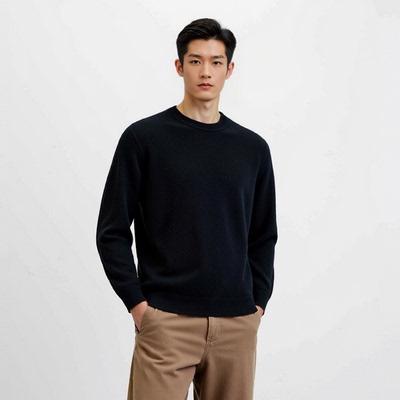 【chammy专属】男士加厚100山羊绒商务休闲圆领纯羊绒衫HR105