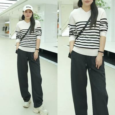 【然姐como_on】女士条纹款美丽诺全羊毛针织羊毛衫BN607