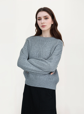 【甜豆粉丝专享】女士针织绞花羊毛衫秋冬新款绵羊毛针织衫TN1617