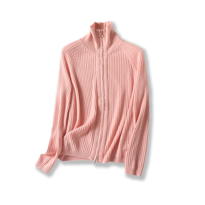 【大潘专享】女士100%绵羊毛翻领拉链针织开衫外套羊毛衫BN616