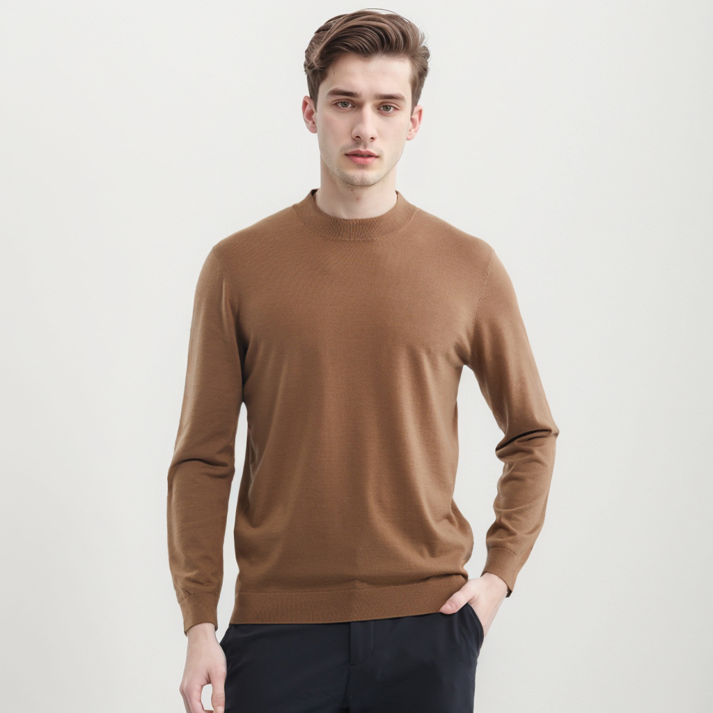 【大潘专享】新款男士秋冬100%精纺绵羊毛半高领羊毛衫 HM131