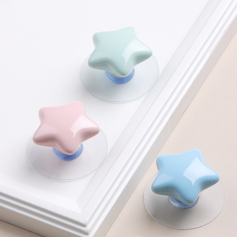 新款云朵免打孔拉手衣柜橱柜柜子抽屉玻璃门单孔陶瓷免钉自粘把手