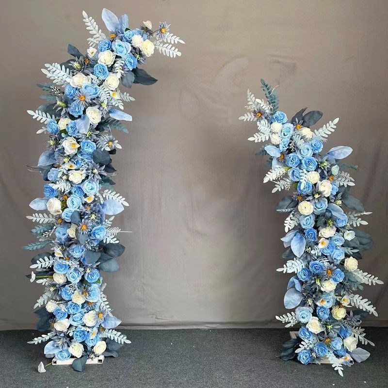 新款婚庆道具拱门铁艺牛角门羊角门户外草坪婚礼花架拱门舞台背景