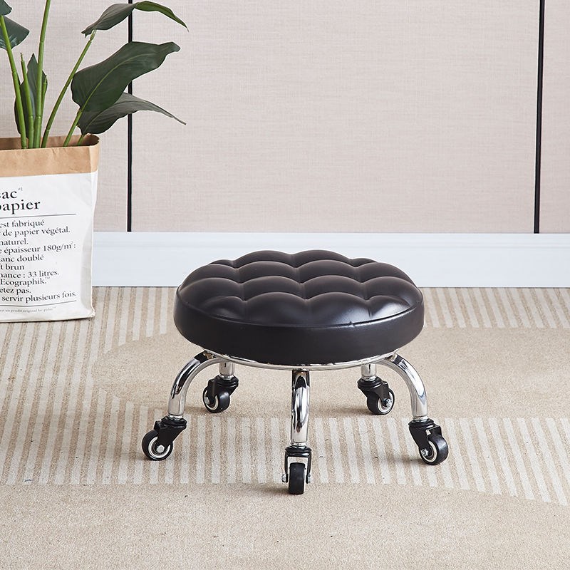 家用美缝凳滑轮矮凳美甲修脚旋转擦地带轮小板凳儿童带娃学步凳子