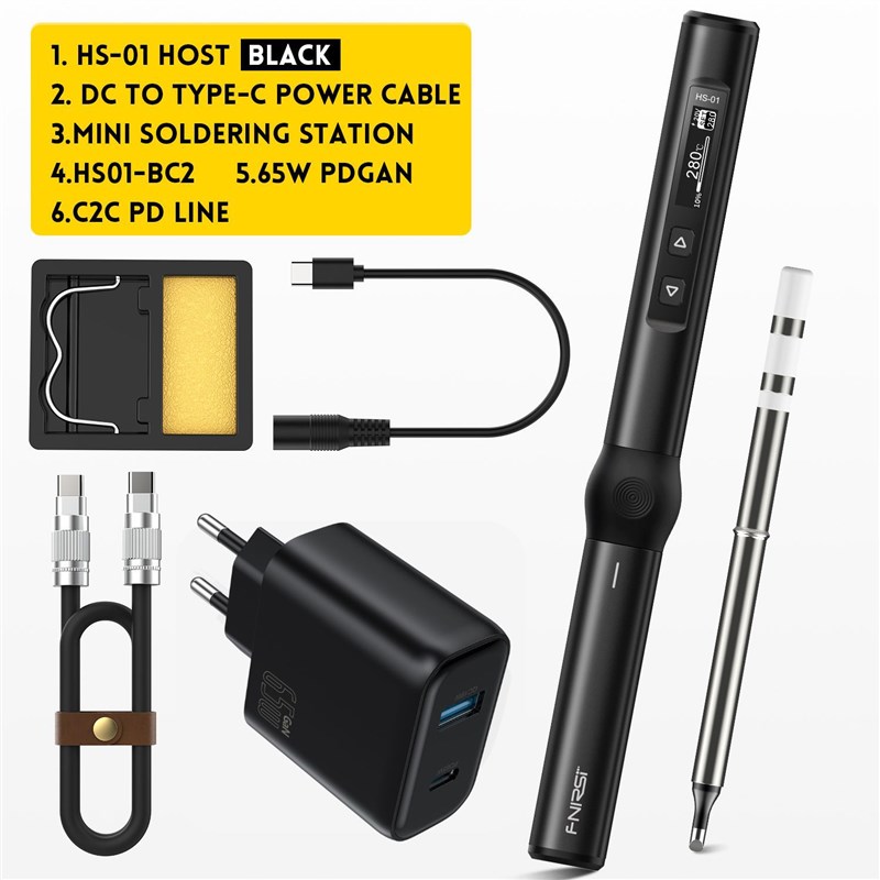 Fnirsi智能电烙铁便携式迷你焊台PD65W内热式数显恒温维修焊接