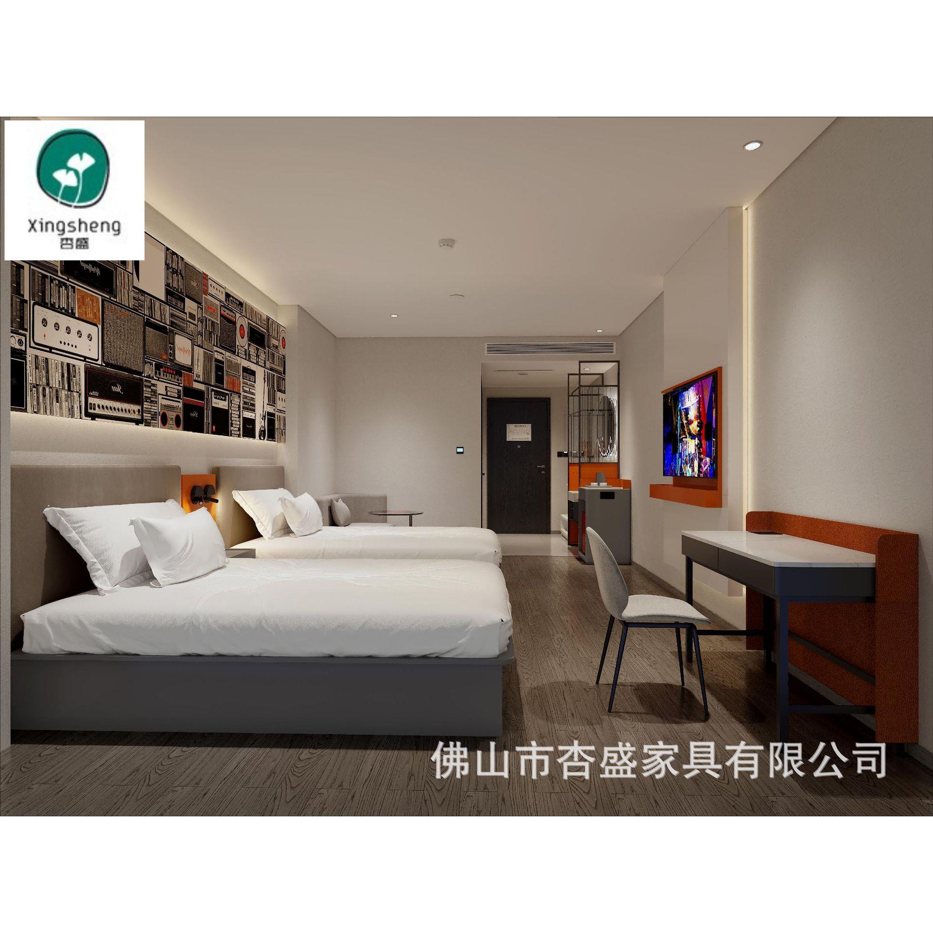 宾馆家具双人床民宿公寓式床箱电视柜出租屋单人客房酒店标间全套