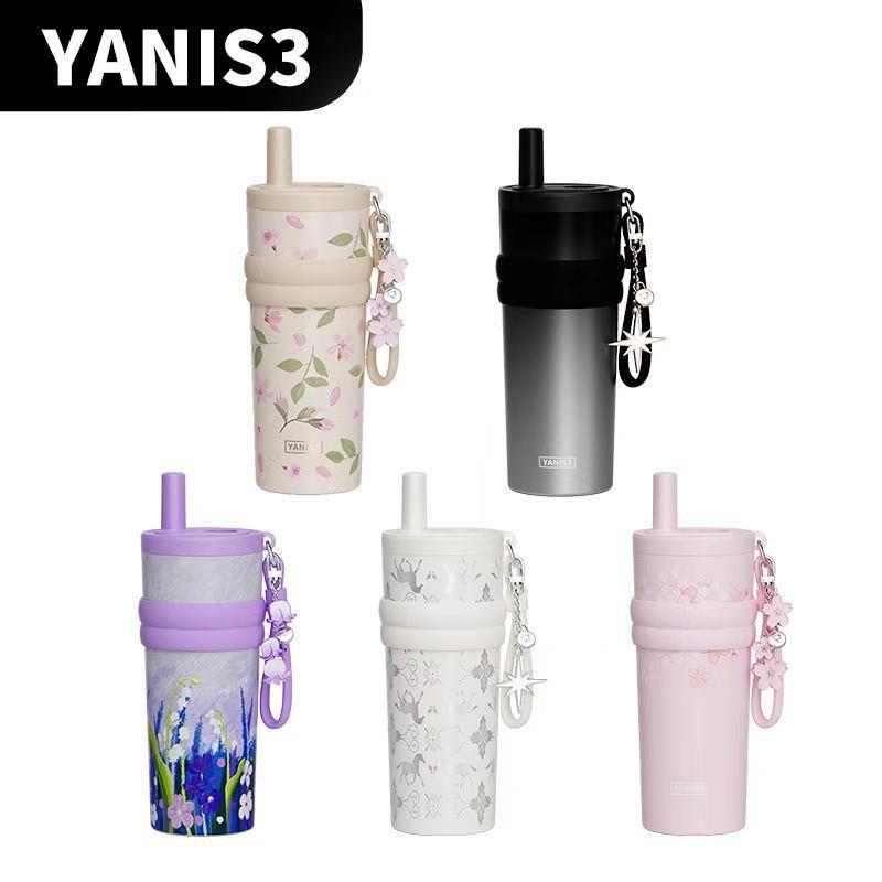 YANIS3圈层保温杯男女通用高颜值内胆吸管水杯车载便携大容量杯