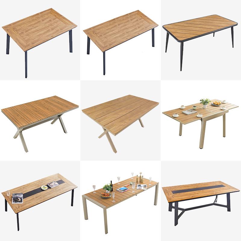 户外塑木桌椅庭院防腐木长桌室外简约防水防晒休闲花园露天桌子