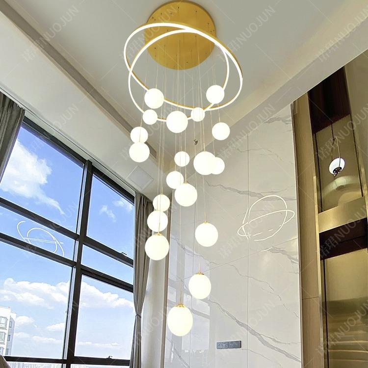 2024年新款挑空客厅大吊灯挑高别墅复式楼小loft公寓中空楼梯间灯