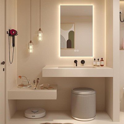 双层智能岩板浴室柜无缝陶瓷盆柜组合洗手洗脸卫生间洗漱台盆现代