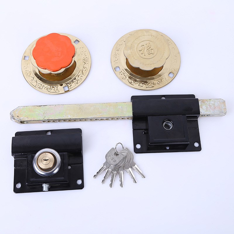 厂家优惠大门锁双开双扇门木门铁门锁齿条锁钛金球大门锁庭院门锁