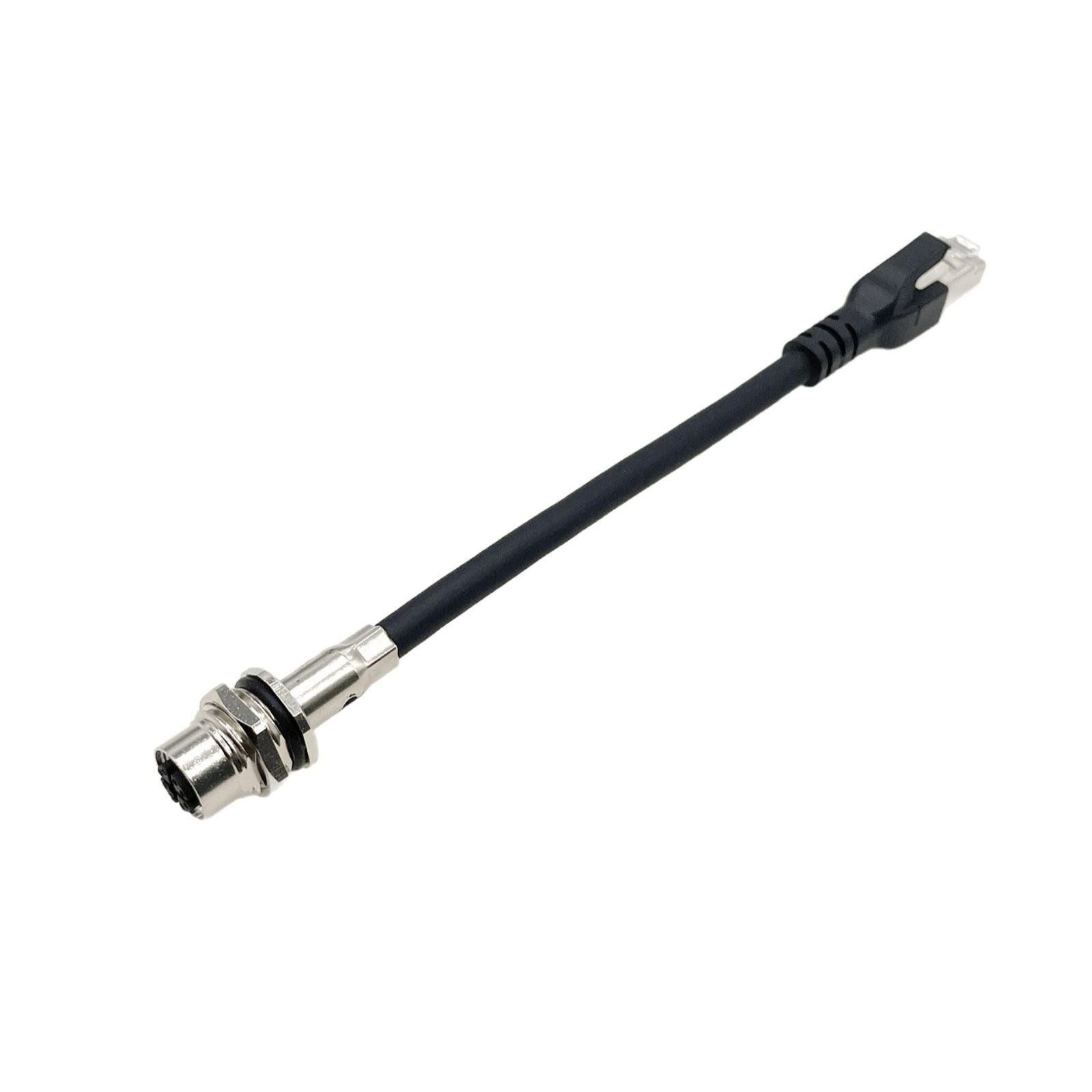 M12航空插头X型 8P转rj45网线 以太网连接器 AI数据传输连接线