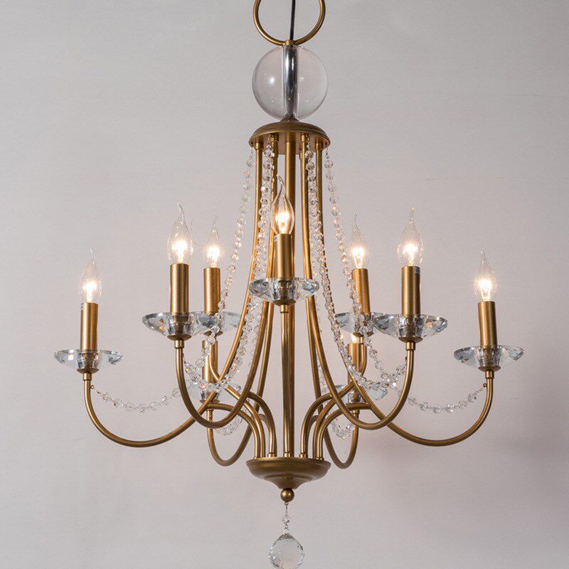 美式复古水晶吊灯复式楼梯吊灯法式简约个性创意挑空别墅客厅吊灯