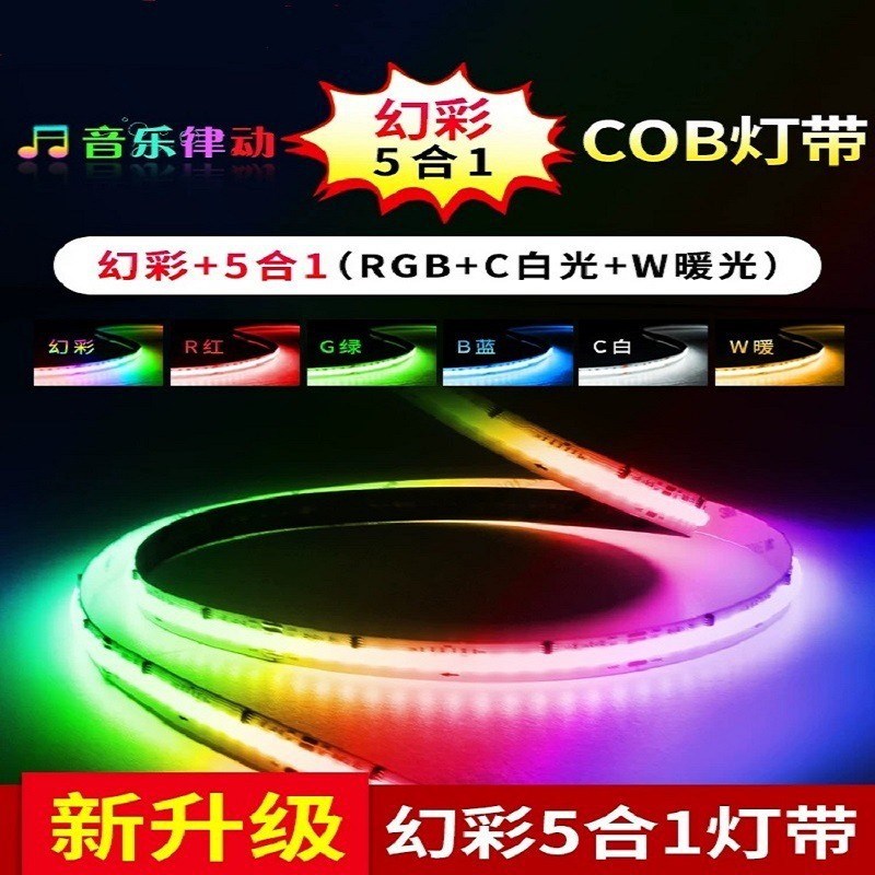 RGBCCT幻彩COB灯带 五合一智能幻彩灯带跑马流水WS2811IC电竞氛围