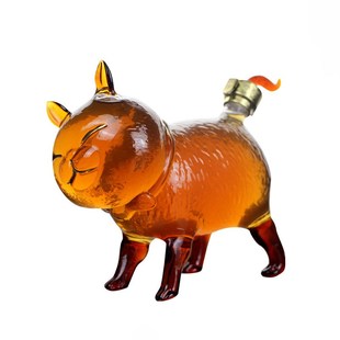 厂家创意福猫泡酒瓶加厚高硼硅玻璃酒瓶密封酒瓶醒酒器家用倒酒器
