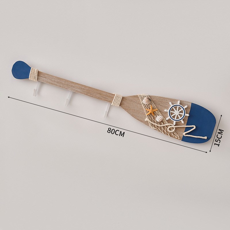 地中海风格复古做旧80CM船桨挂钩墙面装饰挂件儿童房客餐厅背景墙