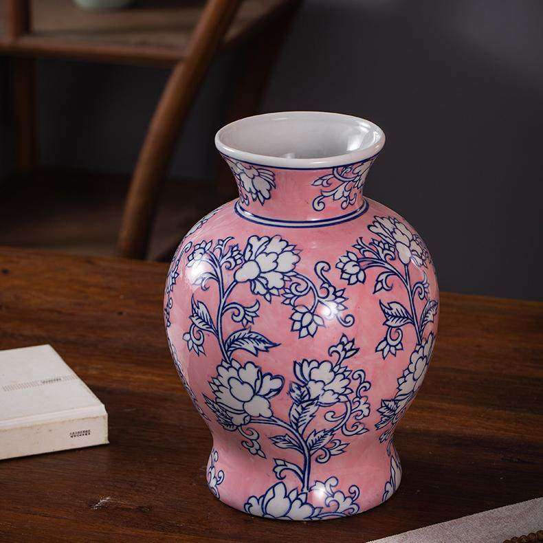 新中式青花陶瓷大花瓶摆件客厅玄关电视机柜可水培插花乔迁送礼