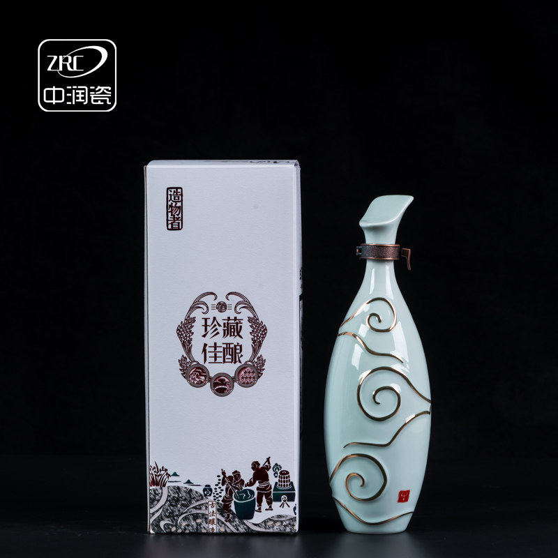 景德镇陶瓷酒瓶子白酒瓶家用彷古白酒酒壶真金描边酒坛一斤装包邮