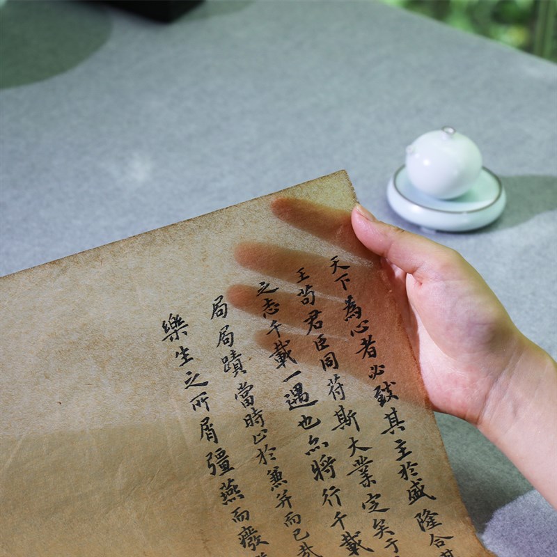 文人舍书法专用宣纸皮纸仿古半生熟雁皮蝉翼N毛边纸毛笔小楷纸临