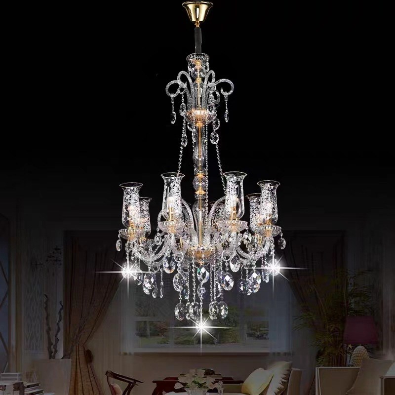 新款欧式法式水晶吊灯复试楼客厅灯楼梯玄关灯酒店奢华大堂灯