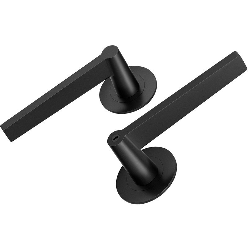 极简隐形门锁带钥匙卫生间磁吸静音双面锁黑色单舌通用锁带应急孔