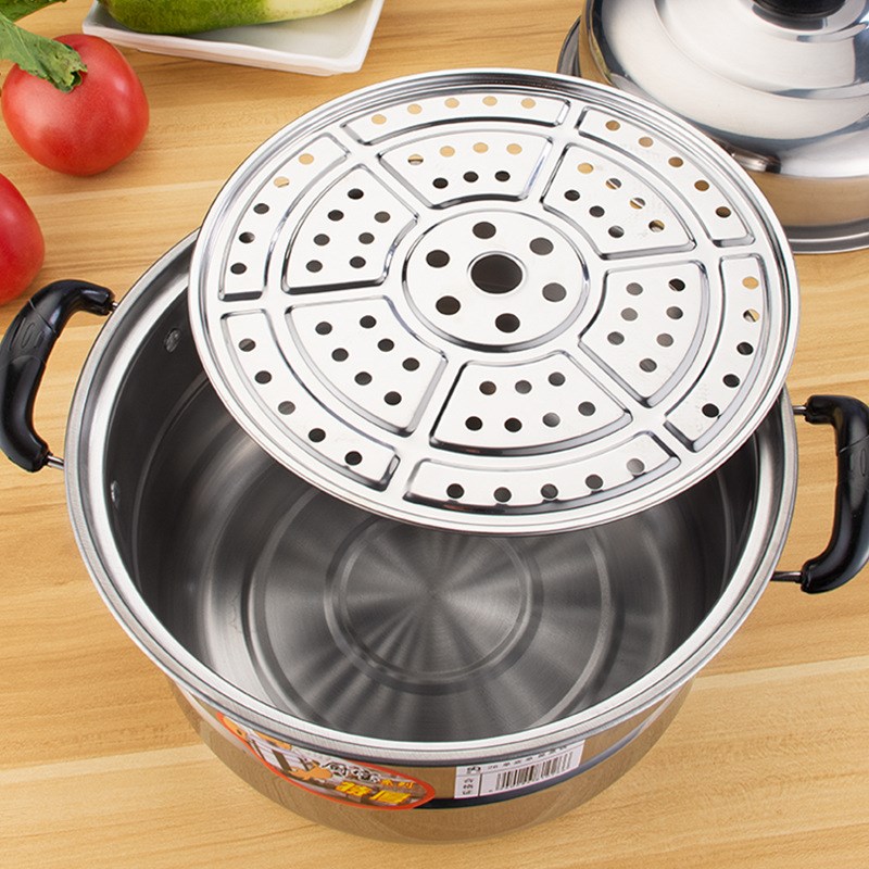 厂家热销加厚不锈钢蒸锅复底家用双层多层蒸屉大容量汤蒸锅礼品锅