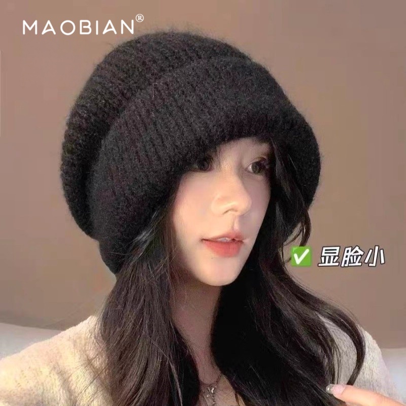 2025新款羊毛针织帽子女秋冬加厚