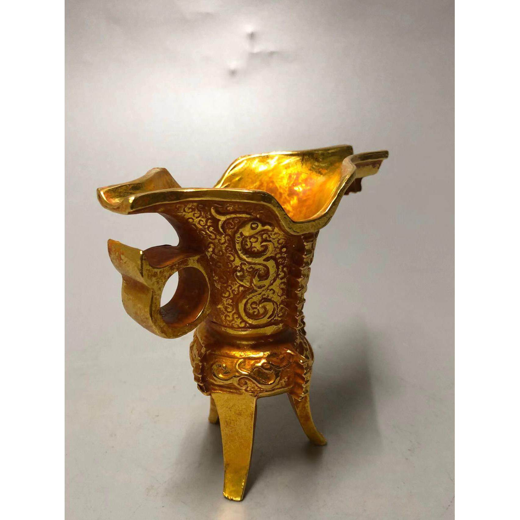 古玩杂项仿古仿古 大唐金杯酒杯摆件居家装饰小摆件乡下收老物件