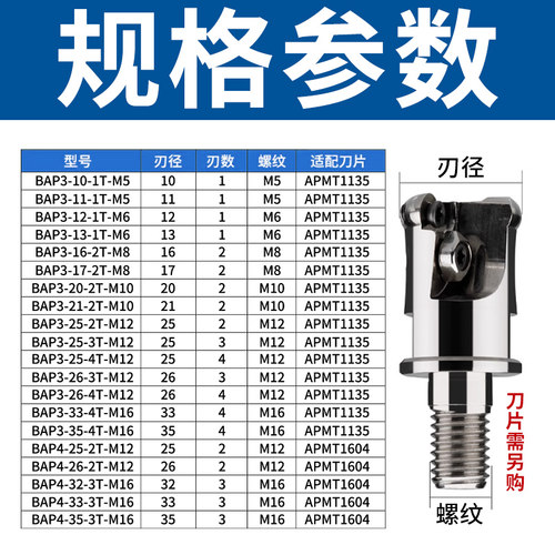 两件式BAP300RBAP400R锁牙式铣刀头1604数控抗震刀杆1135螺纹刀头