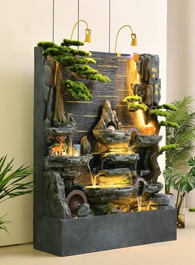 鱼池景观摆件水幕墙流水屏风隔断办公室客厅玄关假山喷泉背景墙