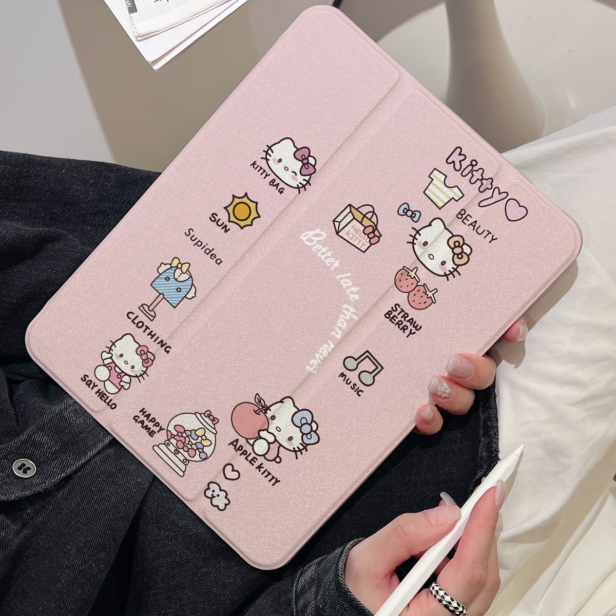 360度旋转适用苹果平板ipad保护壳第ipad12十11九代平板保护套pro11英寸亚克力三折Air876全包带笔槽可爱卡通