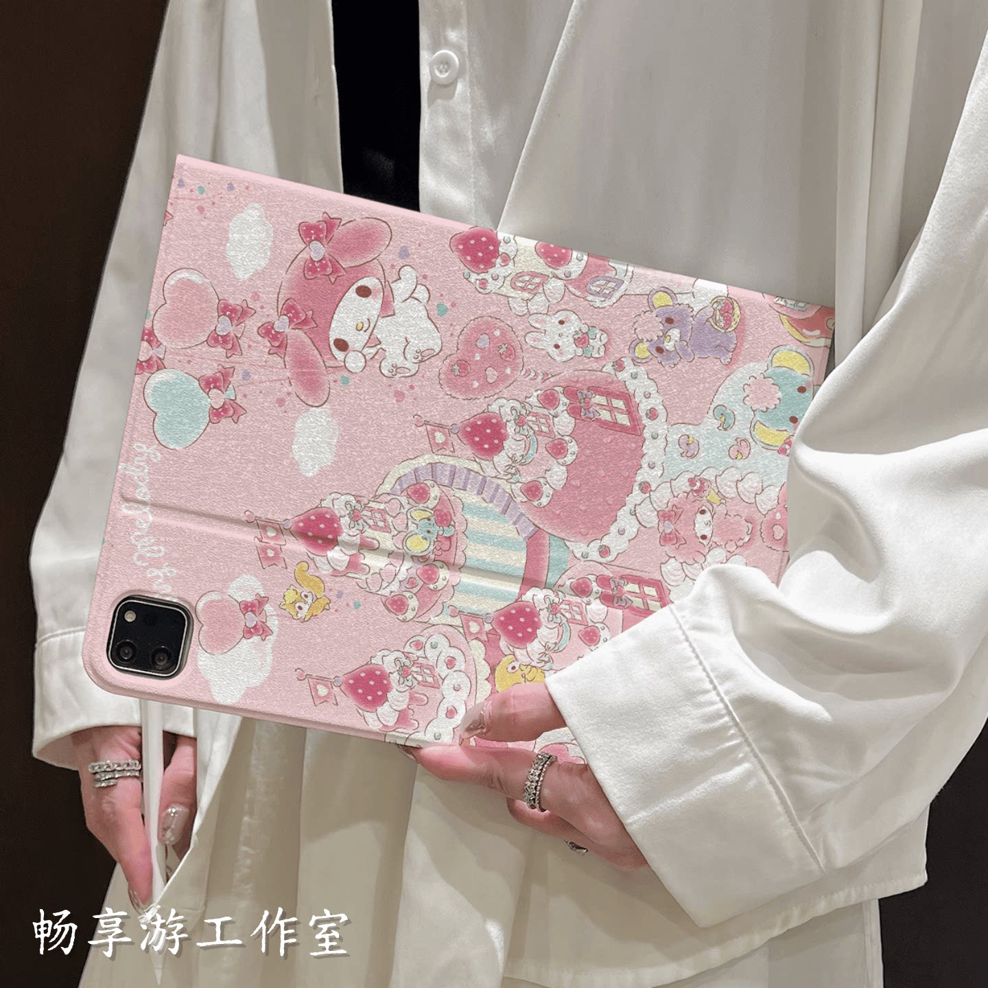 气垫蛋糕美乐蒂书本式ipadpro保护套2026新款Air8/7保护壳11寸第11代10平板mini7适用苹果Air6/5/4全包平板套