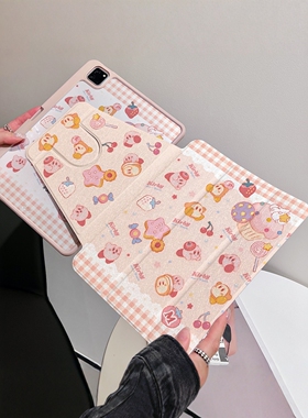 蛋糕卡比360度旋转三折亚克力iPad保护壳适用苹果ipad pro11保护套带笔槽mini7磁吸翻盖全包防摔air567平板套